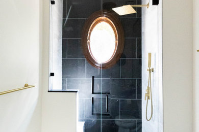 Inspiration for a contemporary bathroom remodel in Charlotte