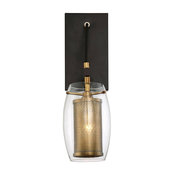 Dunbar 1-Light Wall Sconce, Warm Brass and Bronze