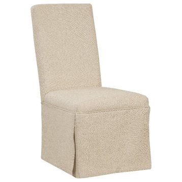 Skirted Parsons Dining Chair in Natural Linen Fabric