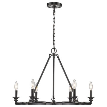 Medieval Chandelier 6 Light Steel in Medieval-Revival style - 19 Inches high by