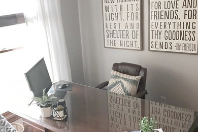 Example of a cottage home office design in New York