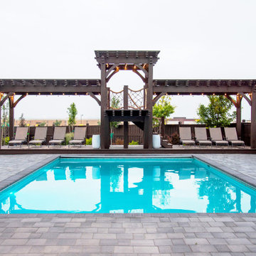 Saratoga Springs, UT | Timber Frame Diving Deck Pergola Kit w/Knotted Rope