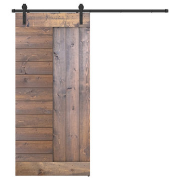Solid Wood Barn Door, Made in USA, Hardware Kit, DIY, Brown, 38x84"