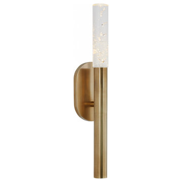 Bathroom Wall Sconce, LED, Antique Burnisned Brass, Seeded Glass, 14.5"H