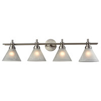 Pemberton 4 Light Vanity in Satin Nickel with White Marbleized Glass