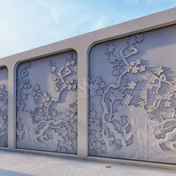 Custom Natural Stone Boundary Wall Design