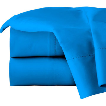 Pointehaven 410TC Long Staple Cotton Sheet Set, Brilliant Blue, Cal King