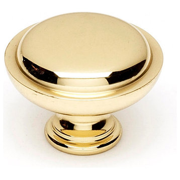 Alno A1145 Knobs 1-1/4" Rustic Round Lipped Solid Brass Mushroom - Unlacquered