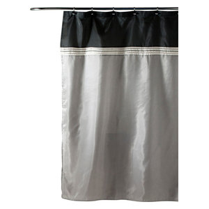 Sinatra Silver Fabric Shower Curtain With Sequins Contemporary