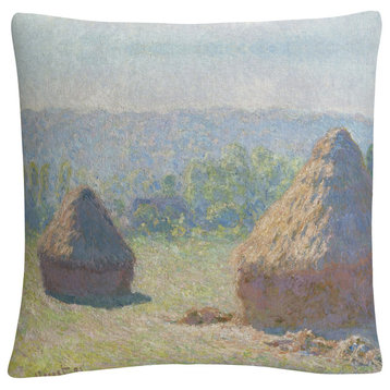 Monet 'Haystacks End Of Summer' 16"x16" Decorative Throw Pillow