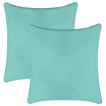 A1HC Soft Velvet Throw Pillow Covers Only, Set of 2, Aqua Blue, 18"x18"