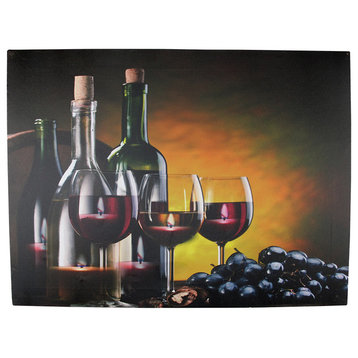 Battery Operated 6 LED Wine Barrel Candle Scene Canvas Wall Hanging, 15.75"