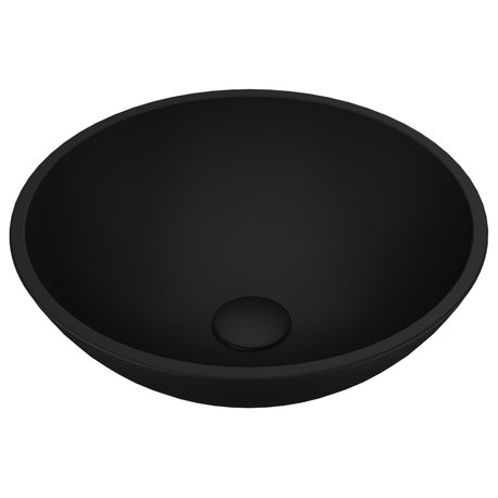 VIGO Cavalli 15"L x 15"W x 5"H Glass Round Vessel Bathroom Sink in MatteShell