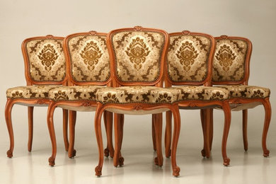 Set of Six Vintage French Cherry Dining Chairs