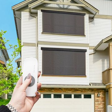 Motorized Outdoor Sun Shades (PVC - PVC Coated Polyester Fabric)