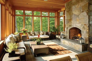 Living room - traditional living room idea in Boston