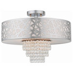 Livex Lighting - Livex Lighting 40764-05 Allendale - Four Light Flush Mount - This spectacular bronze four light semi flush mounAllendale Four Light Polished Chrome Off- *UL Approved: YES Energy Star Qualified: n/a ADA Certified: n/a  *Number of Lights: Lamp: 4-*Wattage:60w Medium Base bulb(s) *Bulb Included:No *Bulb Type:Medium Base *Finish Type:Polished Chrome