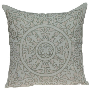 Parkland Collection Fluera Traditional Beige Pillow Cover With Poly Insert, 22"