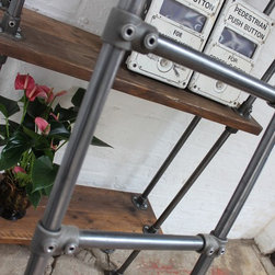 Brooklyn Handmade Reclaimed Scaffolding Boards and Dark Steel Pipe Bookcase with - Display & Wall Shelves