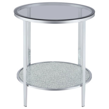 Frostine Round Chrome and Tempered Glass End Table