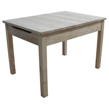 International Concepts Unfinished Kids Wood Table with Storage