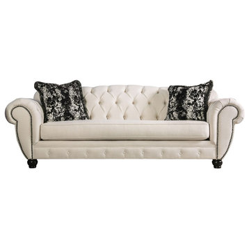 Furniture of America Isabella Transitional Fabric Sofa in Beige