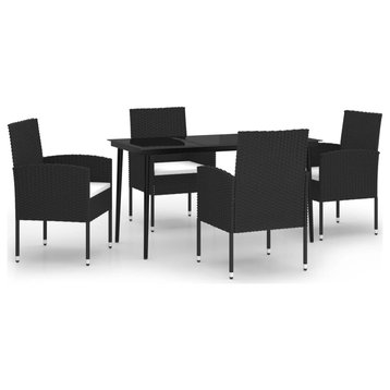 vidaXL Patio Dining Set 5 Piece Black Garden Outdoor Table and Chair Furniture