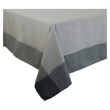 Contemporary Solid Color Border Tablecloth, Blue, 55x70
