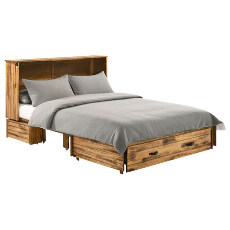 Ranchero Cabinet Murphy Bed with Gel Memory Foam Mattress, Bakar