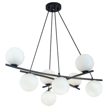 Perch 41" Chandelier With 8 Lights, Acid Dipped Black