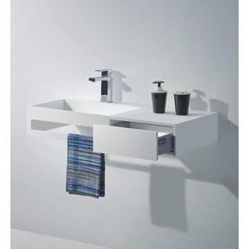 Solid Surface Bathroom Vanities and Wall Mounted Washbasins