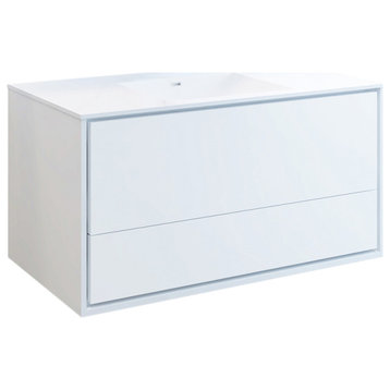 Fresca Catania 48" Gloss White Wall Hung Cabinet With Integrated Sink