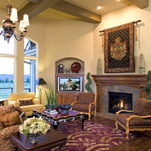 Stained wood family room