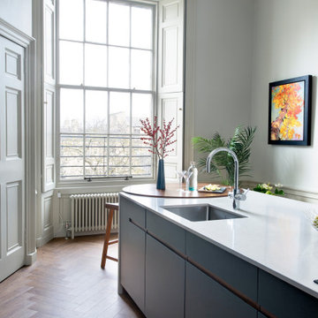 Modern hand-painted kitchen in Edinburgh Townhouse