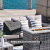 Gray Wicker Patio Conversation Set with Gas Fire Pit Table, 5-Piece Set , High Table