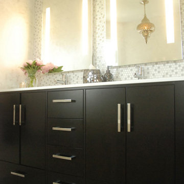 In-mirror lighting and accent lighting, contemporary cabinetry