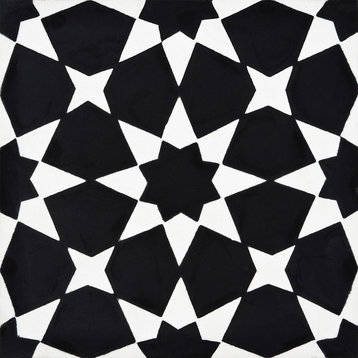 8"x8" Medina Handmade Cement Tile, Black/White, Set of 12