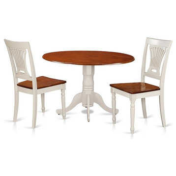 3-Piece Small Dining Set, Table and 2 Kitchen Chairs, Buttermilk, Cherry