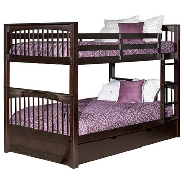 Hillsdale Pulse Wood Full Over Full Bunk Bed With Trundle, Chocolate
