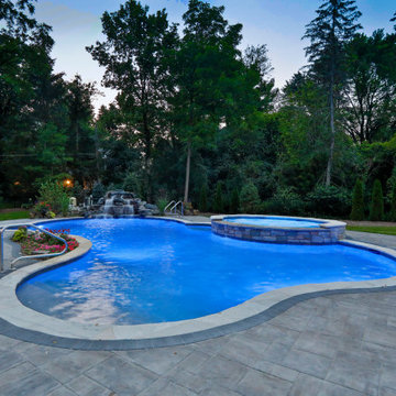 Naperville, IL Freeform Swimming Pool with Raised Hot Tub