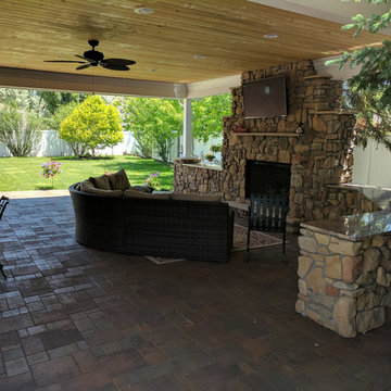 Ogden Covered Patio with Fireplace and Football