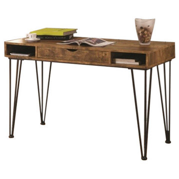 Coaster Olvera Farmhouse 1-Drawer Wood Writing Desk in Brown and Dark Bronze