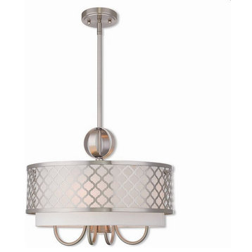 Traditional Glam Four Light Chandelier-Brushed Nickel Finish - Chandelier