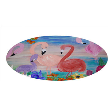 Flamingo designs coastal home chenille Area Rugs  60 inch from my art., Flamingo