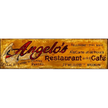 Custom Kitchen Signs Angelo's Restaurant And Cafe, 11x32"