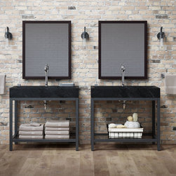 Waco 40" Vessel Sinktop, Blue Limestone, Dark Gray and Black - Bathroom Sinks