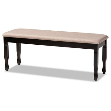Baxton Studio  Upholstered and Brown Finished Wood Dining Bench