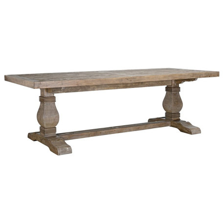 Farmhouse Reclaimed Wood Double Trestle Table, 94"