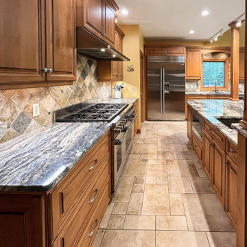 Updated Kitchen with Azul Nebula Quartzite Countertops, Wolf/SubZero Appliances