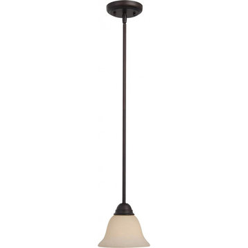 Maxim Manor One Light Oil Rubbed Bronze Frosted Ivory Glass Down Mini Pendant